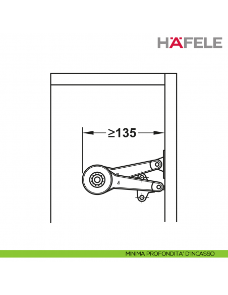 Supporto per anta a ribalta Kessebohmer Huwil Hafele Duo standard distanza dal bordo 37 mm - minima profondità d'incasso