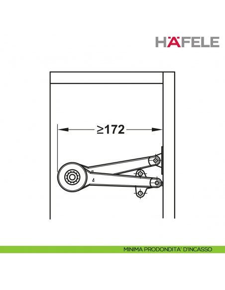 Supporto per anta a ribalta Huwil Hafele Duo forte distanza dal bordo 37 mm - minima profondità d'incasso