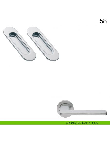 Maniglia incasso ovale cieca Manital art.58 cromato satinato