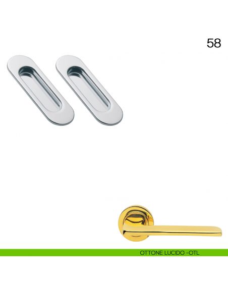 Maniglia incasso ovale cieca Manital art.58 ottone lucido