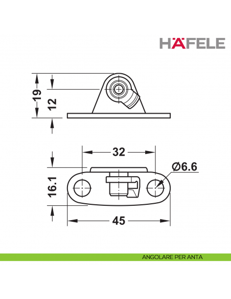 Supporto per anta a ribalta Kessebohmer Huwil Hafele Duo forte distanza dal bordo 28 mm - angolare anta