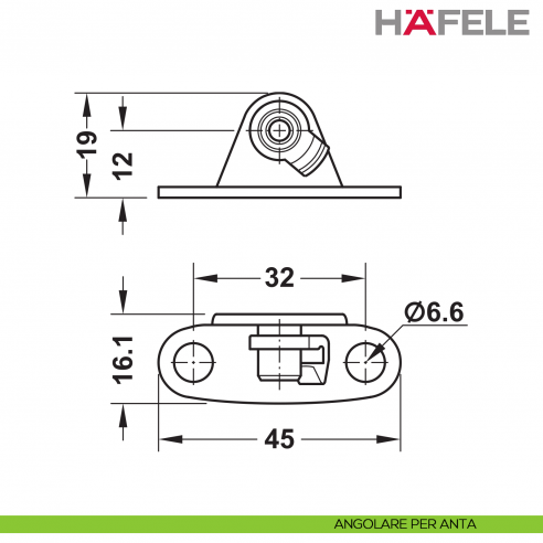 Supporto per anta a ribalta Huwil Hafele Duo forte distanza dal bordo 28 mm - angolare anta