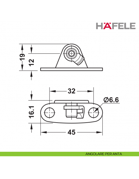Supporto per anta a ribalta Huwil Hafele Duo forte distanza dal bordo 28 mm - angolare anta