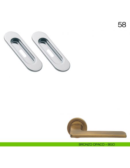 Maniglia incasso ovale foro chiave Manital art.58 bronzato