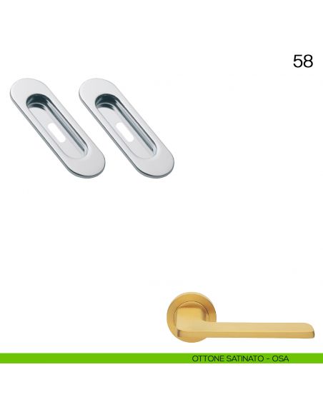 Maniglia incasso ovale foro chiave Manital art.58 ottone satinato