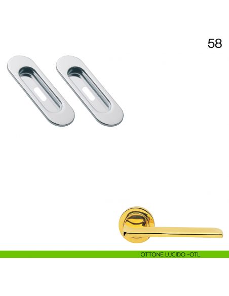 Maniglia incasso ovale foro chiave Manital art.58 ottone lucido