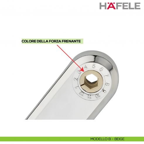 Braccetto per anta a ribalta Kessebohmer Huwil Hafele Maxi Modello B distanza dal bordo 28 mm