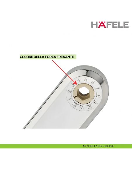 Braccetto per anta a ribalta Kessebohmer Huwil Hafele Maxi Modello B distanza dal bordo 28 mm