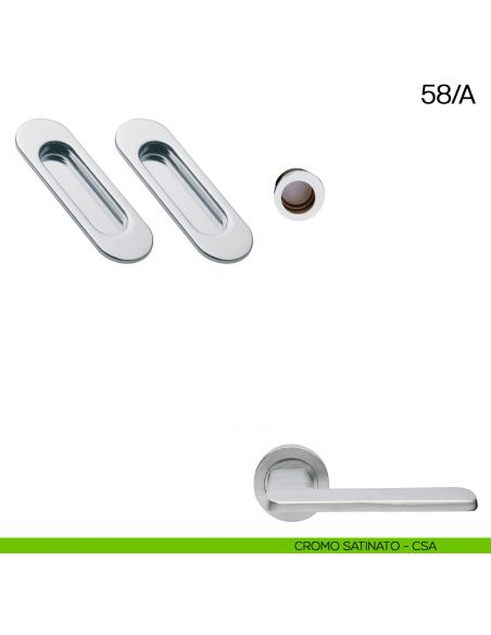 Maniglia incasso ovale cieca con trascinatore Manital art.58/A cromato satinato