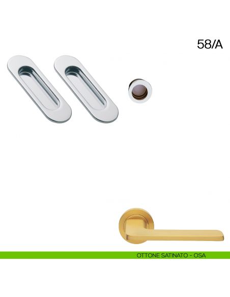 Maniglia incasso ovale cieca con trascinatore Manital art.58/A ottone satinato