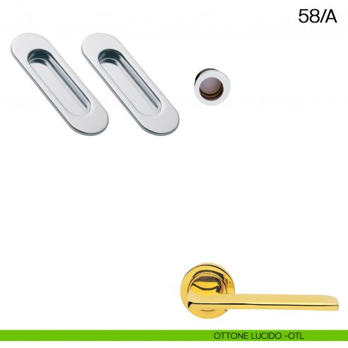 Maniglia incasso ovale cieca con trascinatore Manital art.58/A ottone lucido