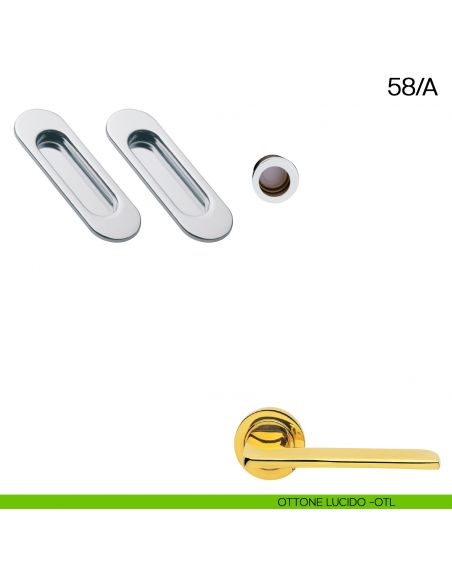 Maniglia incasso ovale cieca con trascinatore Manital art.58/A ottone lucido