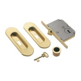Maniglia incasso ovale foro chiave con trascinatore e serratura con chiave pieghevole Manital art.58/B