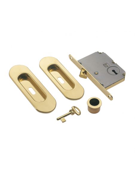 Maniglia incasso ovale foro chiave con trascinatore e serratura con chiave pieghevole Manital art.58/B