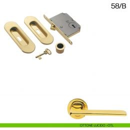 Maniglia incasso ovale foro chiave con trascinatore e serratura con chiave pieghevole Manital art.58/B 2