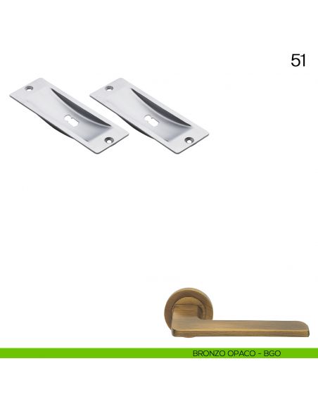 Maniglia incasso rettangolare foro chiave Manital art.51 bronzato