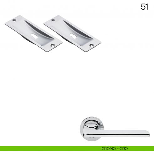 Maniglia incasso rettangolare foro chiave Manital art.51 cromato