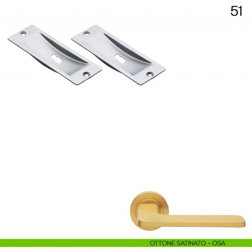 Maniglia incasso rettangolare foro chiave Manital art.51 ottone satinato