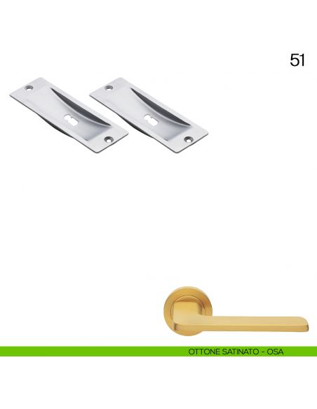 Maniglia incasso rettangolare foro chiave Manital art.51 ottone satinato