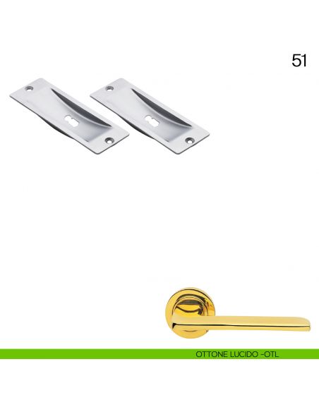 Maniglia incasso rettangolare foro chiave Manital art.51 ottone lucido