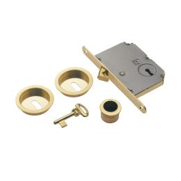 Maniglia incasso tonda foro chiave con trascinatore e serratura con chiave pieghevole Manital art.54/B