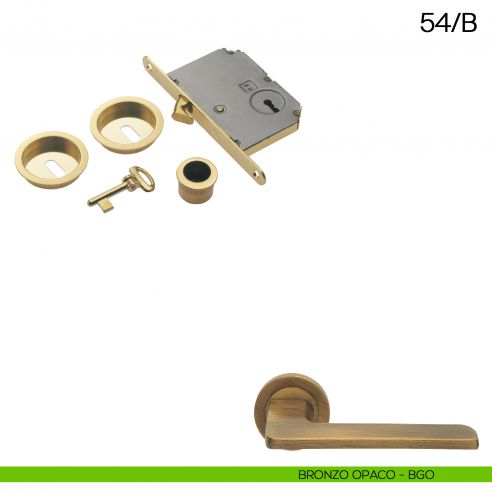 Maniglia incasso tonda foro chiave con trascinatore e serratura con chiave pieghevole Manital art.54/B bronzato