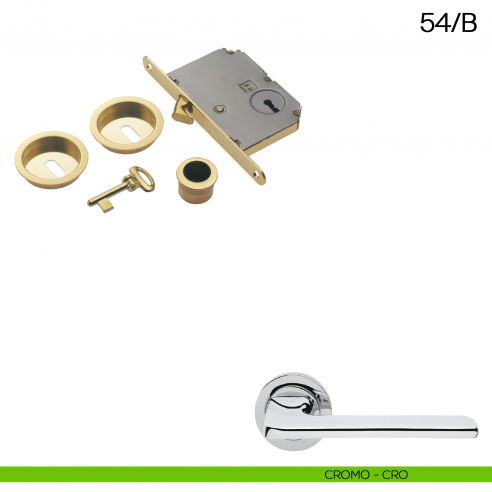 Maniglia incasso tonda foro chiave con trascinatore e serratura con chiave pieghevole Manital art.54/B cromato