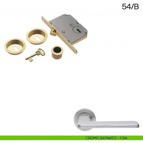 Maniglia incasso tonda foro chiave con trascinatore e serratura con chiave pieghevole Manital art.54/B cromato satinato