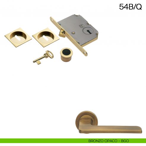 Maniglia incasso quadrata foro chiave con trascinatore e serratura con chiave pieghevole Manital art.54B/Q bronzato
