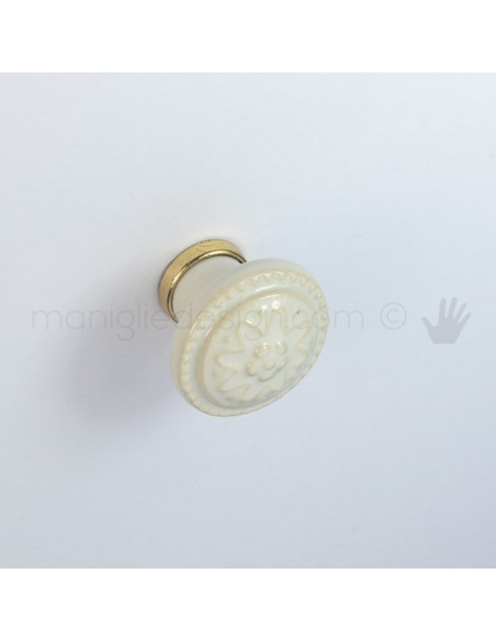 Pomello per mobile ceramica avorio decorata Metal Style
