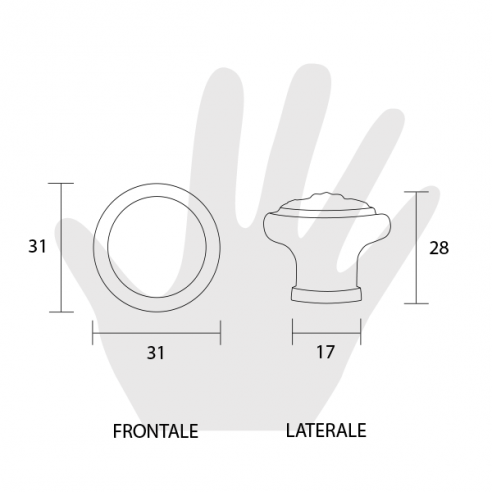 Pomello per mobile ceramica avorio decorata Metal Style disegno