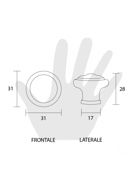 Pomello per mobile ceramica avorio decorata Metal Style disegno