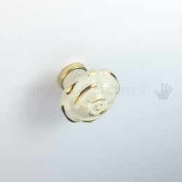 Pomello per mobile ceramica avorio decorata oro Metal Style