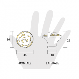 Pomello per mobile ceramica avorio decorata oro Metal Style 2