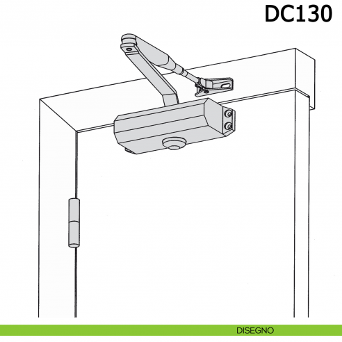 Chiudiporta aereo Meroni DC130 a forza variabile EN 3-4 braccio con fermo - disegno