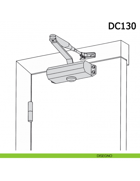 Chiudiporta aereo Meroni DC130 a forza variabile EN 3-4 braccio con fermo - disegno