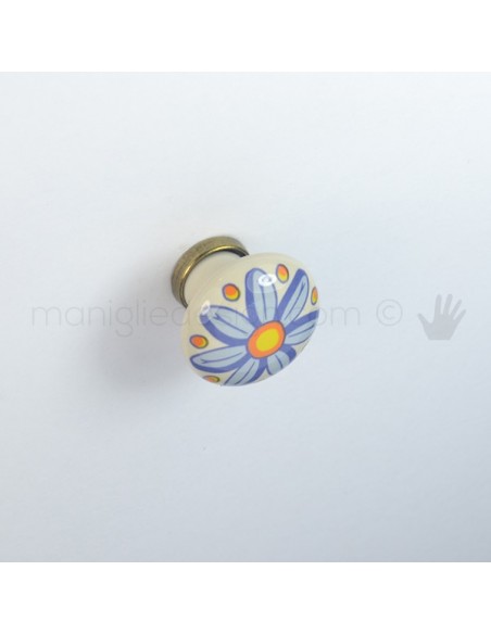 Pomello per mobile ceramica avorio decorata Metal Style