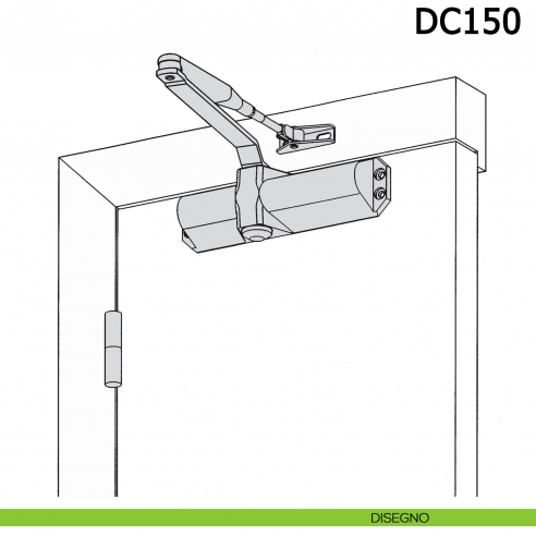 Chiudiporta aereo Meroni DC150 a forza variabile EN 2-3-4 braccio con fermo - disegno