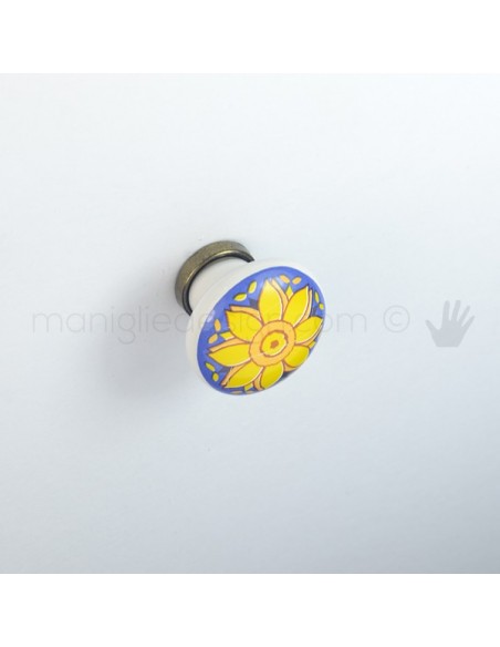 Pomello per mobile ceramica avorio decorata Metal Style