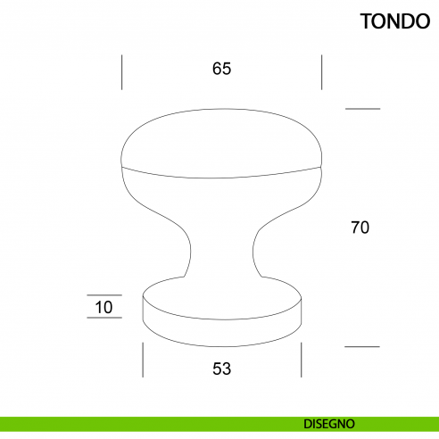 Pomolo Tondo fisso per porta cromo satinato - disegno