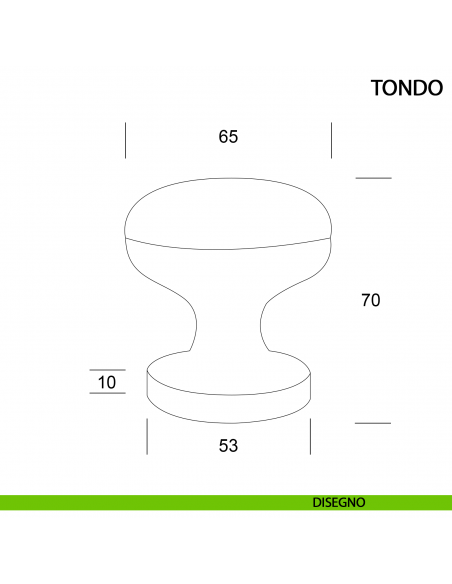 Pomolo Tondo fisso per porta cromo satinato - disegno