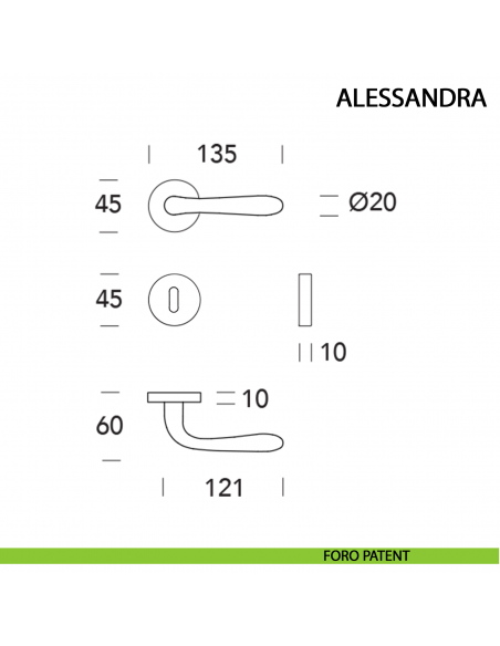 Maniglia per porta Alessandra cromo satinato - foro patent