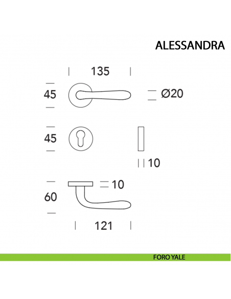 Maniglia per porta Alessandra cromo satinato - foro yale