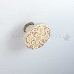 Pomello per mobile ceramica avorio decorata Metal Style
