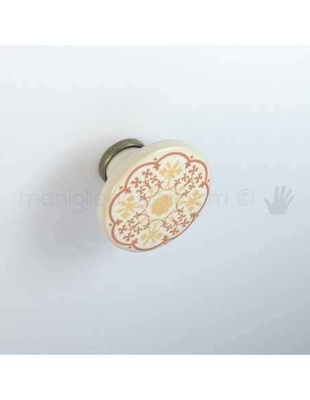 Pomello per mobile ceramica avorio decorata Metal Style