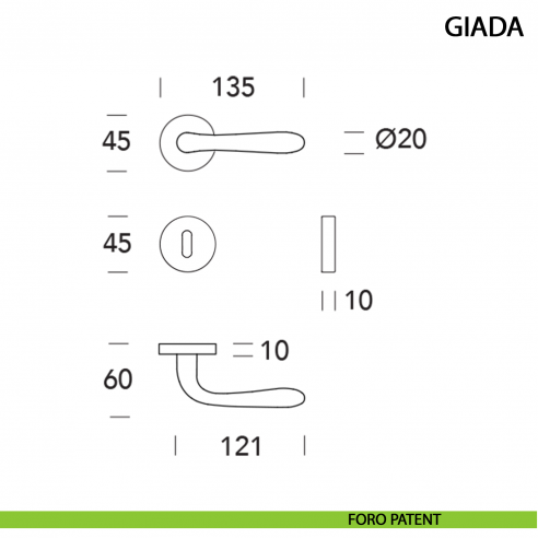 Maniglia per porta Giada cromo satinato - foro patent