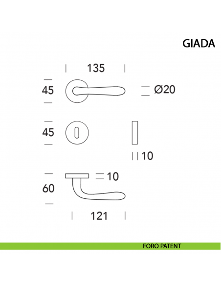 Maniglia per porta Giada cromo satinato - foro patent