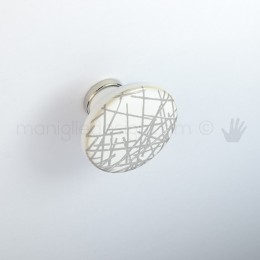 Pomello per mobile ceramica bianca decorata Metal Style