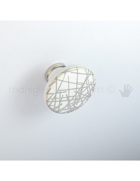 Pomello per mobile ceramica bianca decorata Metal Style