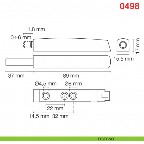 Cricchetto a scatto regolabile M-PUSH con magnete corsa mm.37 Maco 0498